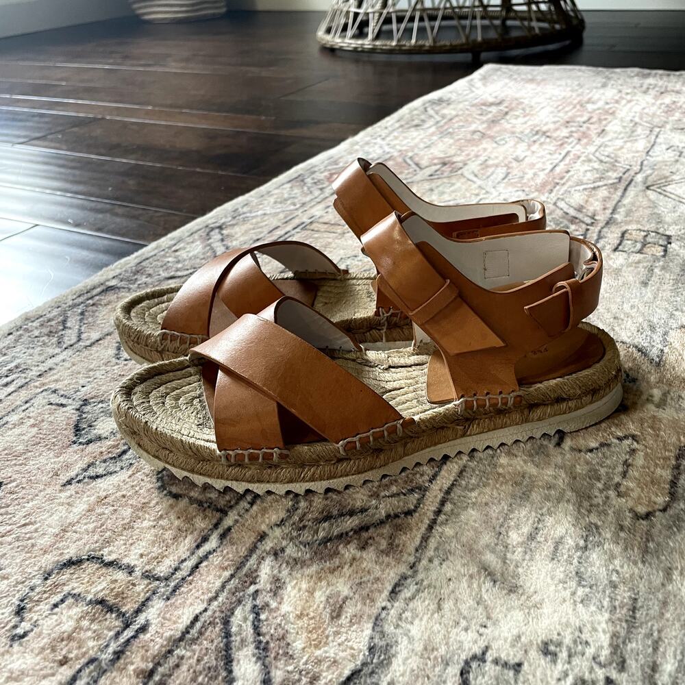 RAG & BONE Giza Leather Espadrille Sandals In Caramel Leather Size EU 38 - Picture 6 of 11